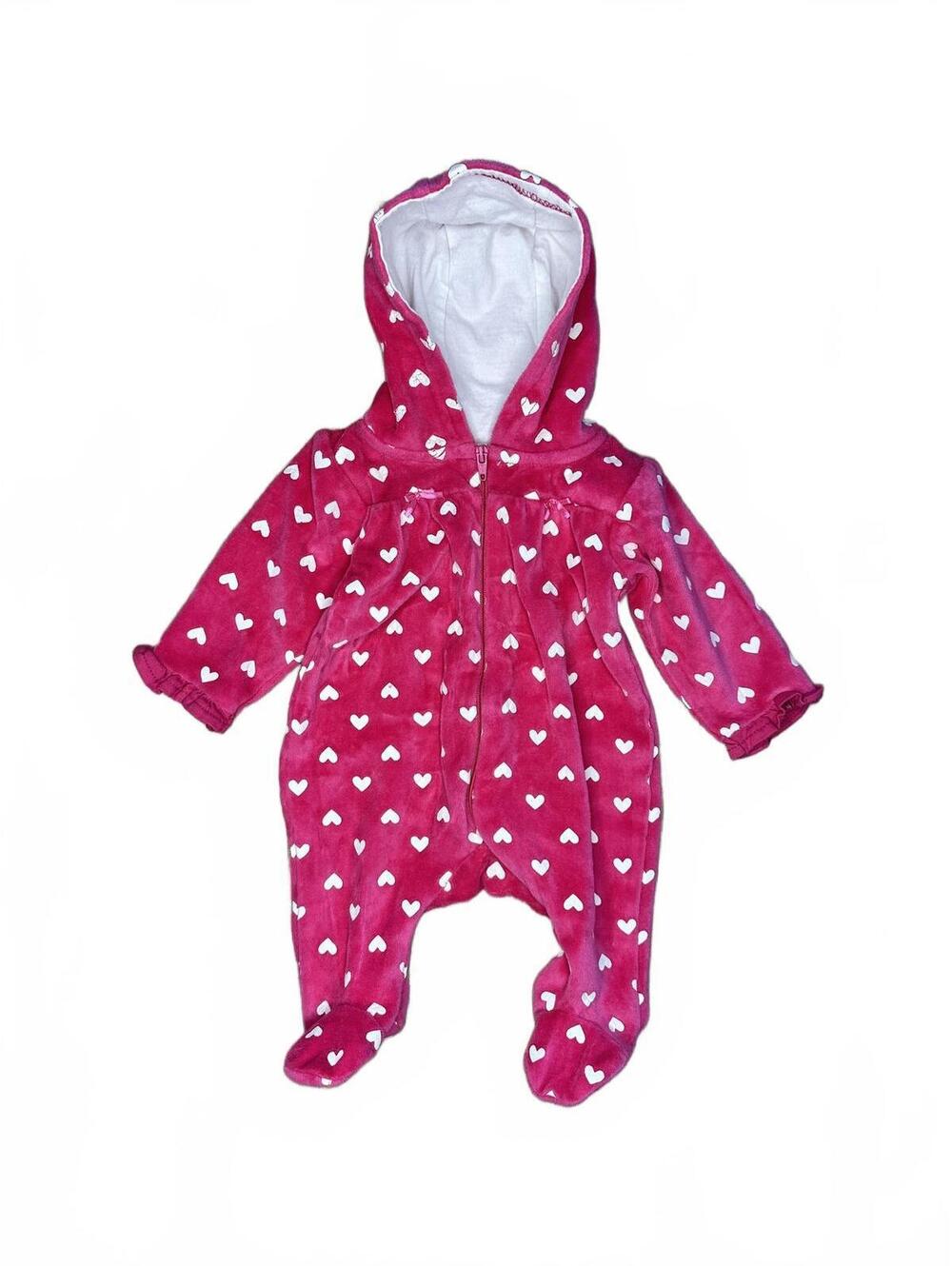 George Baby Girls Pink Heart Footed Sleeper